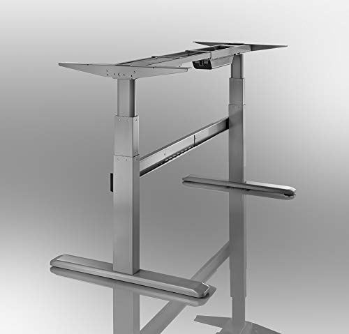Ergonomischer Steh-Sitz Tisch, 175x75x650-120cm, grau - 2